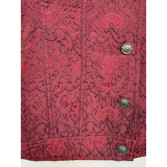 Vintage J. Jill Womens Brocade Jacket Size S Red & Black - Picture 4 of 10